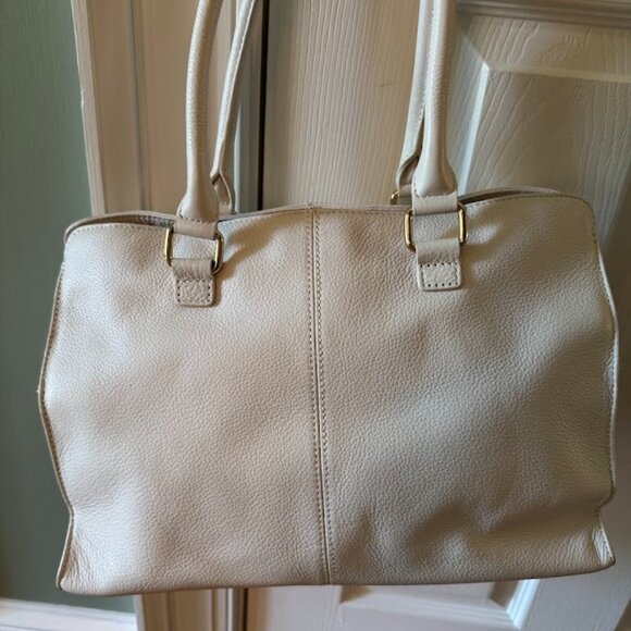 Calvin Klein White Leather Belted Satchel Bag with Crossbody Strap  - Picture 4 of 8